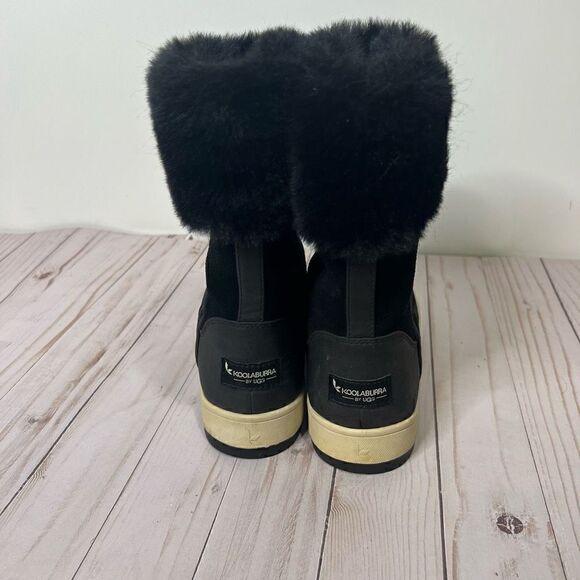 UGG by Koolaburra Tynlee Black Suede Leather Faux Fur Lined Zip Up Boots Winter - Picture 2 of 8